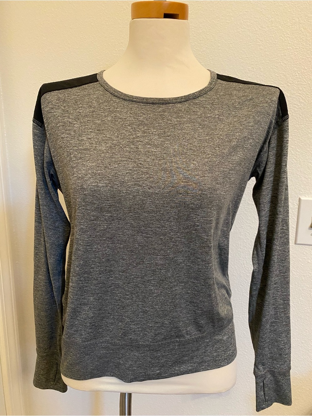 Champion Women's Long Sleeve Crewneck Tee - Gray with Black Accents